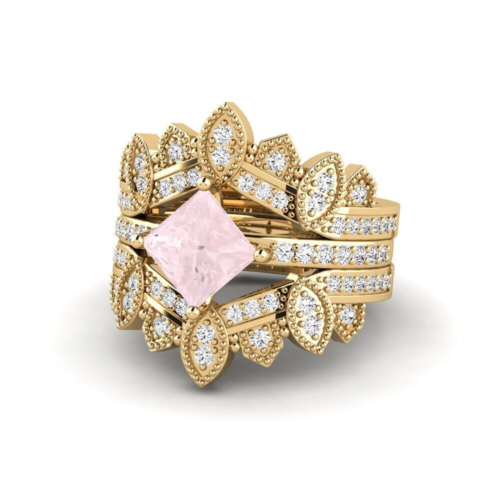 Rosenquarz Ring Luditt SET