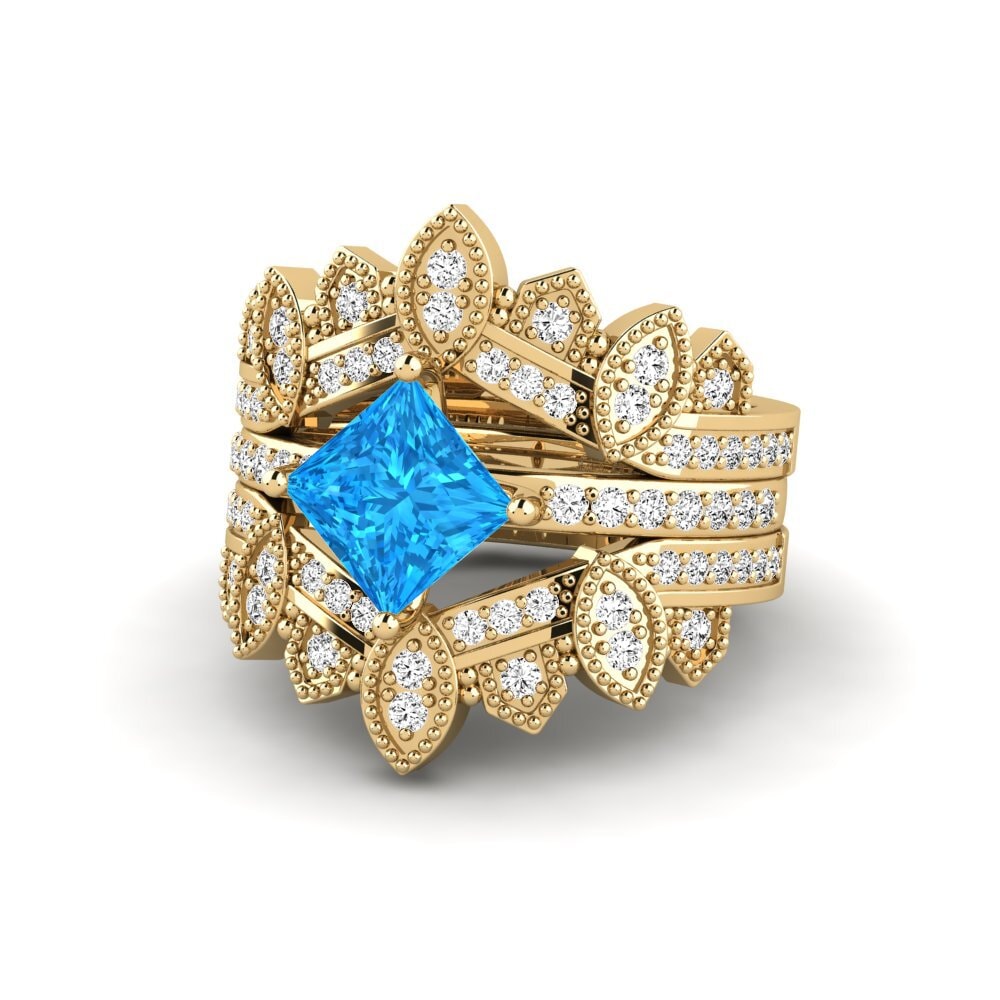 Princesa Topacio azul Anillo Luditt SET