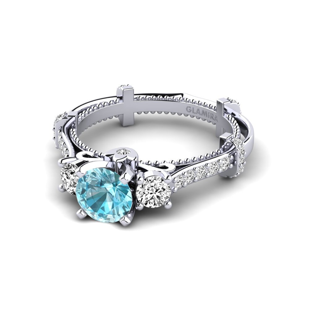 Circón Azul Anillo de compromiso Luisetta