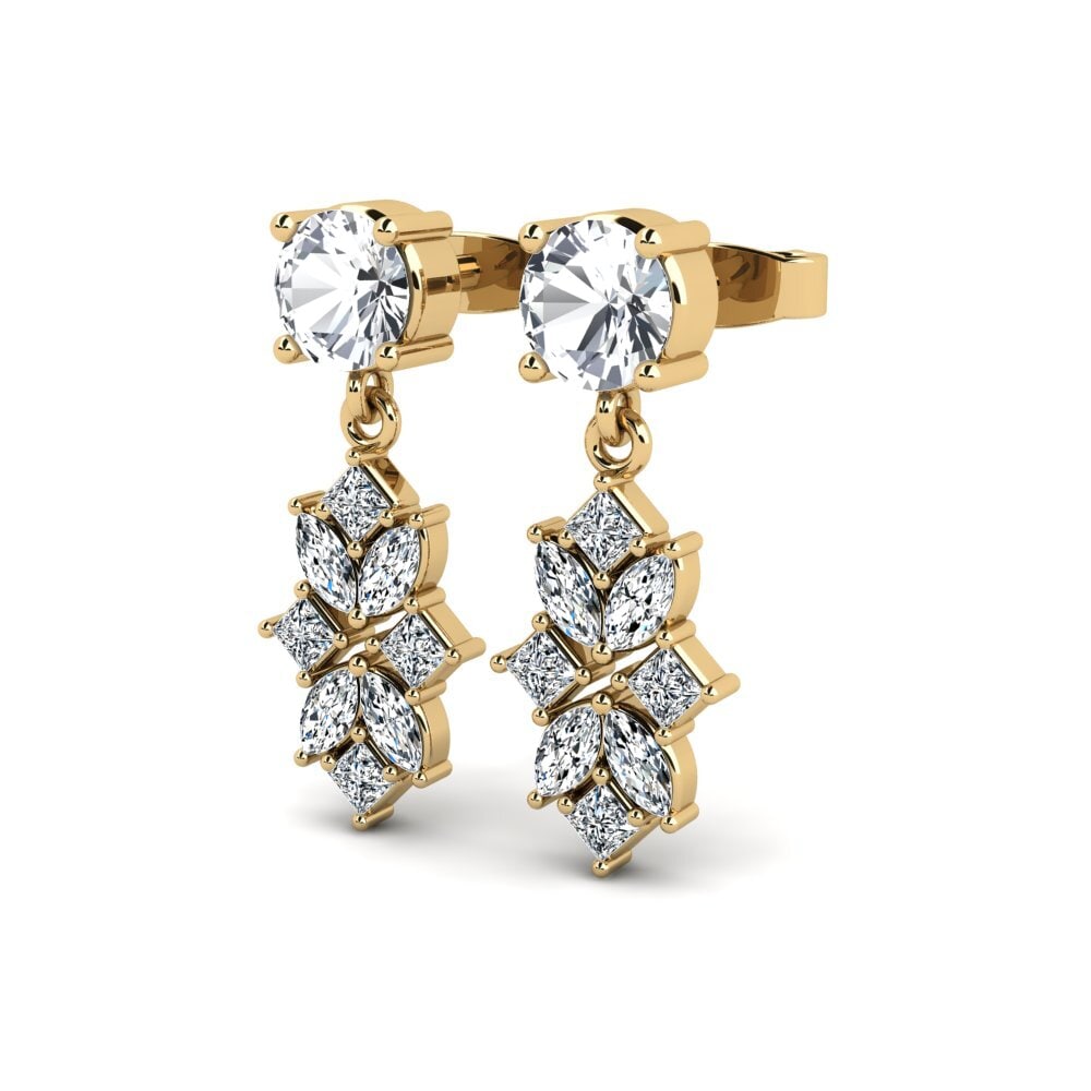 14ct Yellow Gold White Zircon Women's Earring Luli