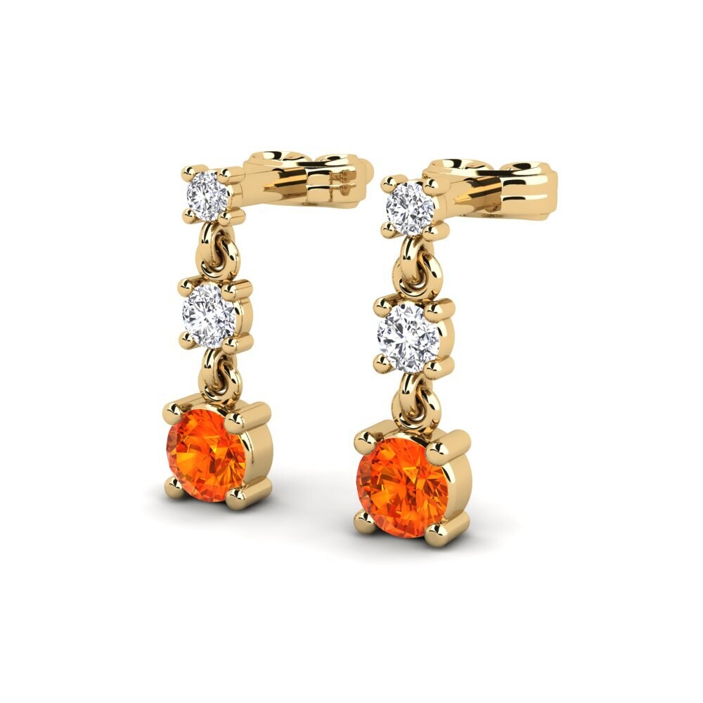 9k Oro Amarillo Zafiro Naranja Pendiente de mujer Lundi