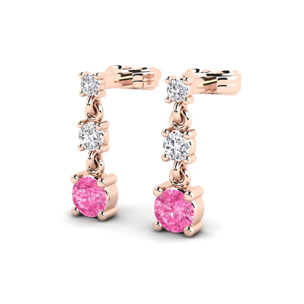Oro Rosso 375 Zaffiro Rosa Orecchino da donna Lundi