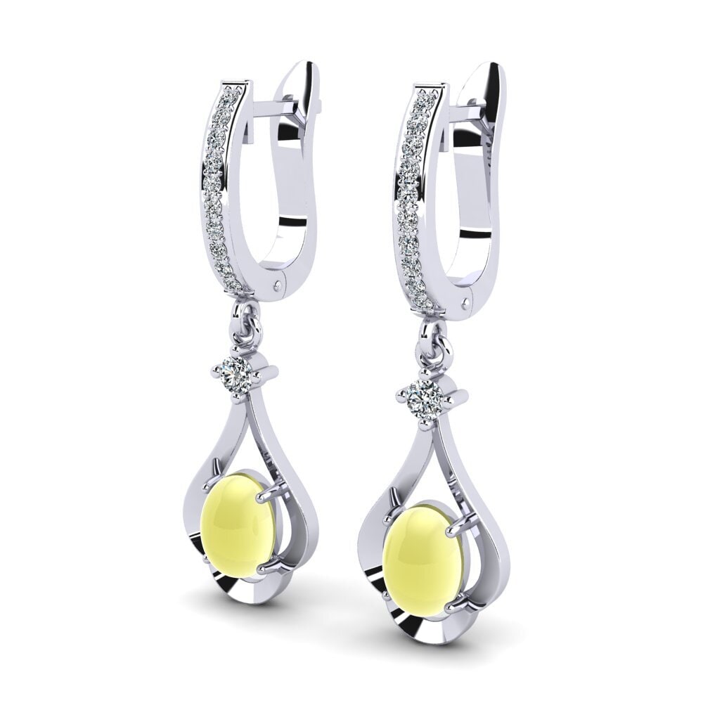 Cabochon Oval Cabochon Lemon Topaz Women's Earring Lunette