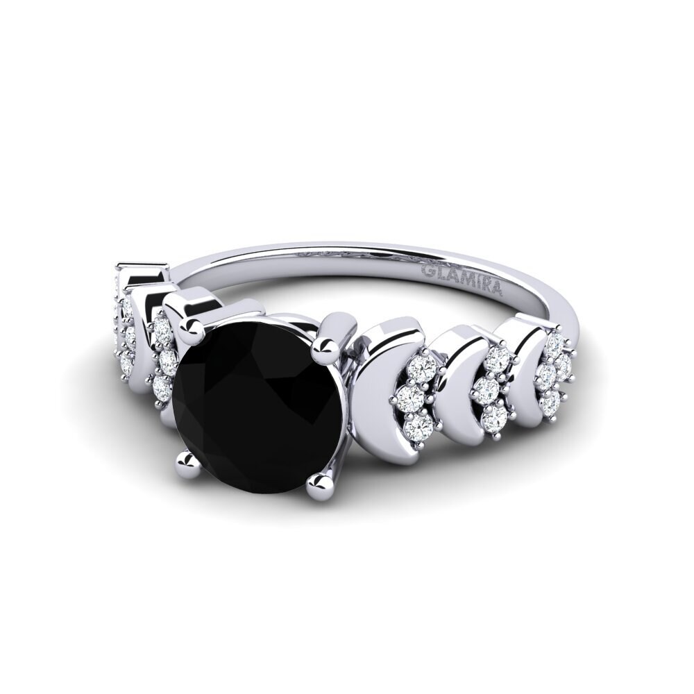 White Silver Black Onyx Women's Ring Lupe