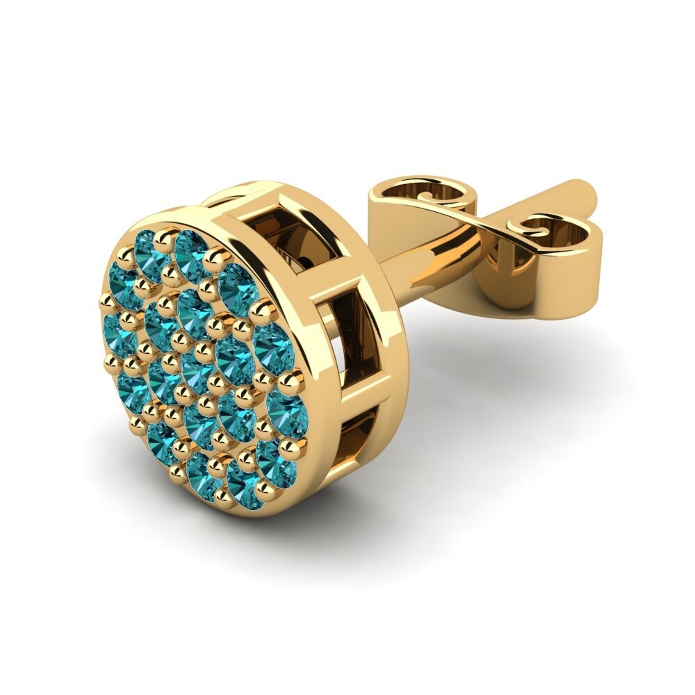 9k Oro Amarillo Diamante Azul Pendiente para hombre Lupus