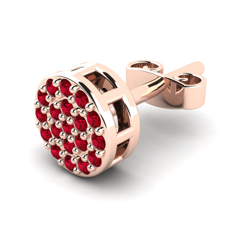 14k Oro Rosa Circonita Roja Pendiente para hombre Lupus