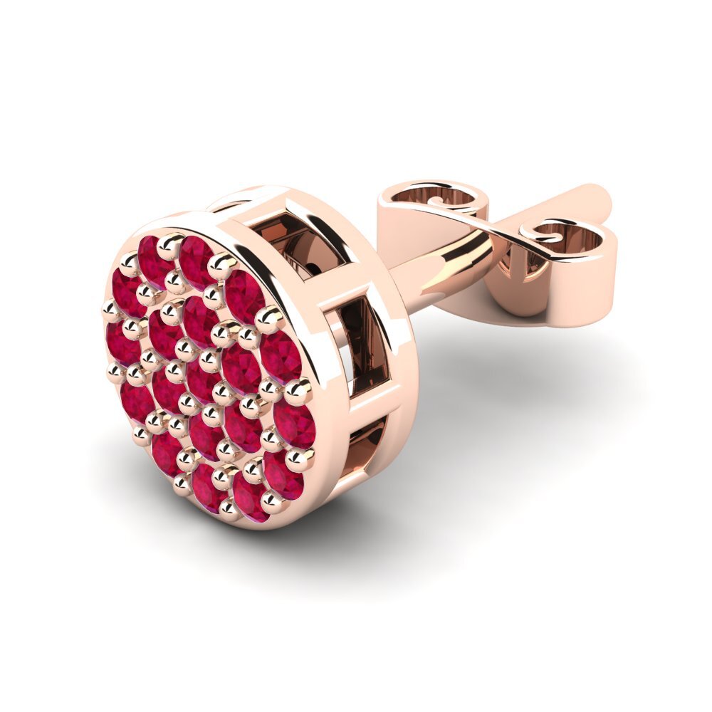 14K Rose Gold Ruby Men's Earring Lupus