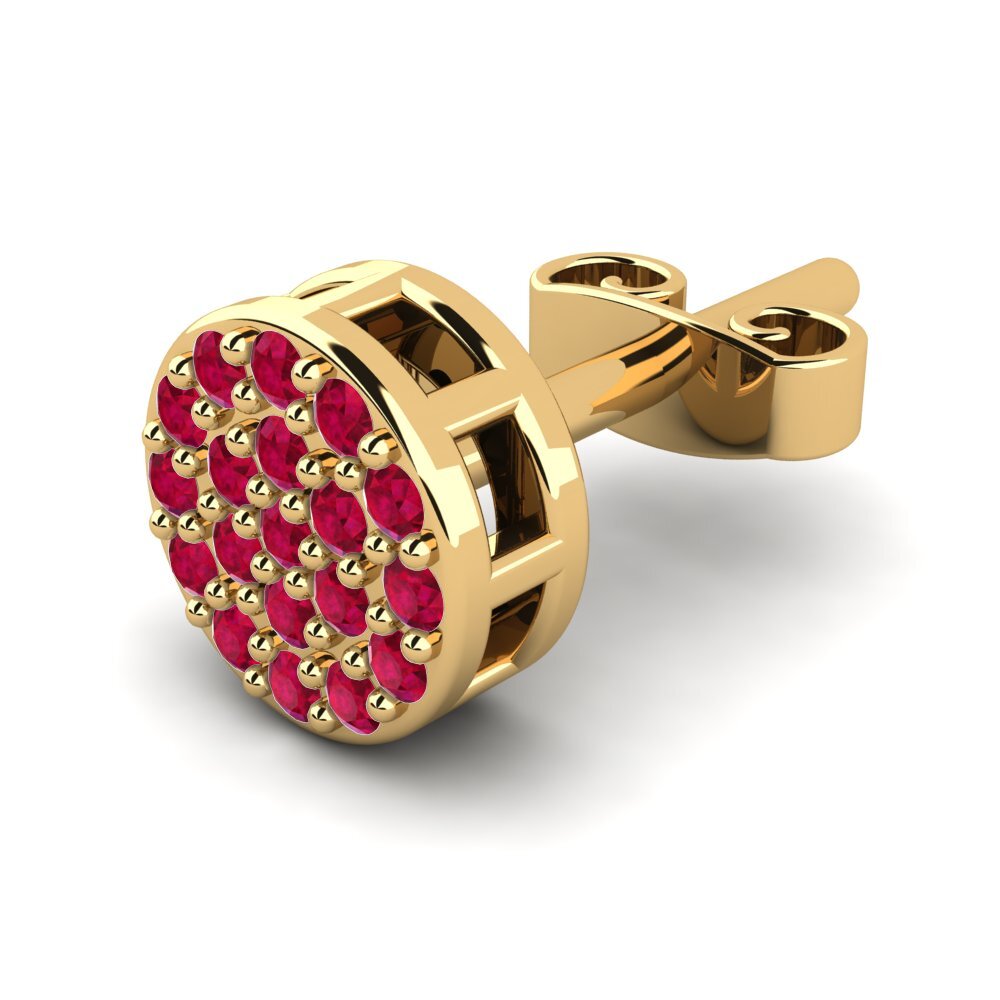 18ct Yellow Gold Ruby Men's Earring Lupus