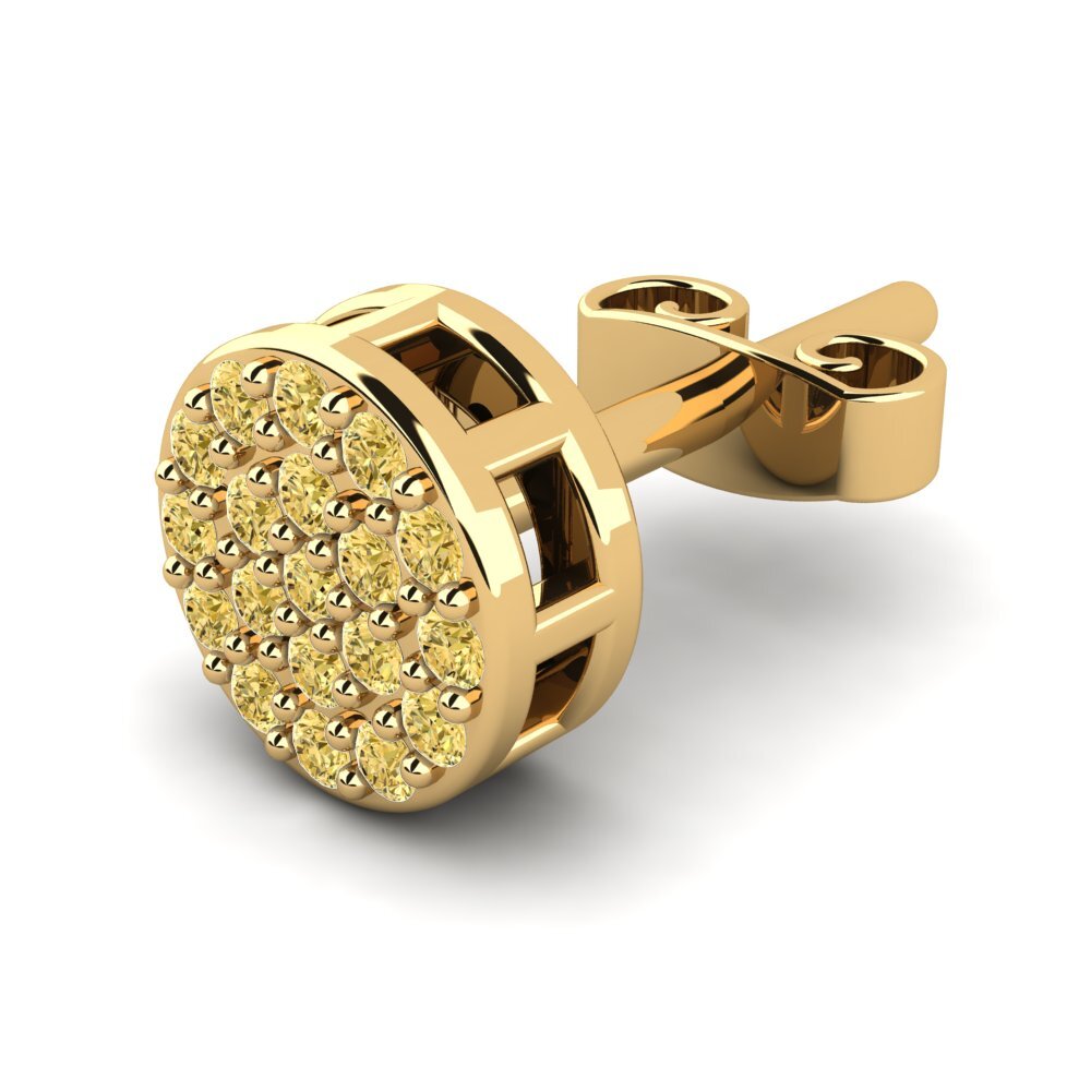 18k Oro Amarillo Diamante Amarillo Pendiente para hombre Lupus