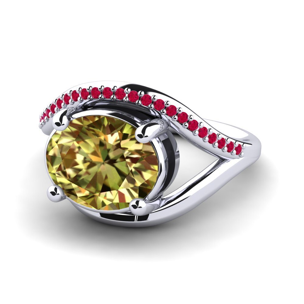 18ct White Gold Sultan Stone Engagement Ring Lutessa