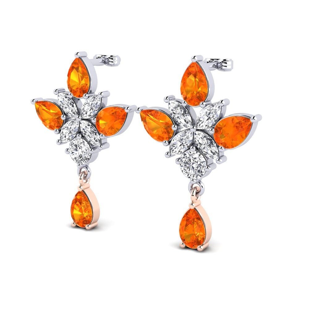 9K White & Rose Gold Orange Sapphire Earring Luther