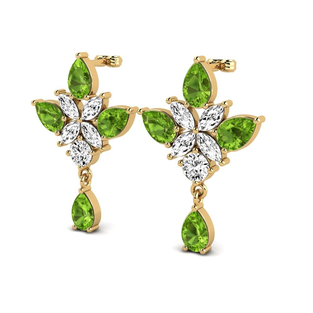 14k Oro Amarillo Peridoto Pendiente de mujer Luther