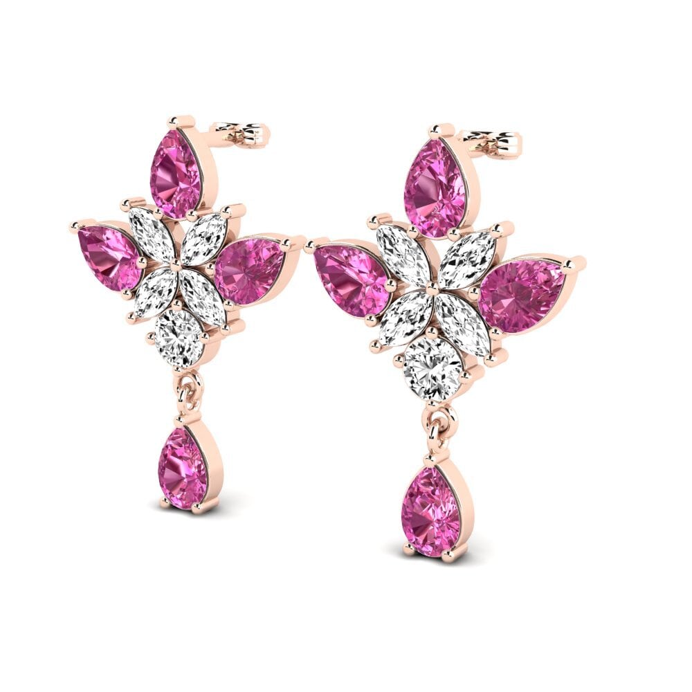 14k Oro Rosa Topacio Rosa Pendiente de mujer Luther