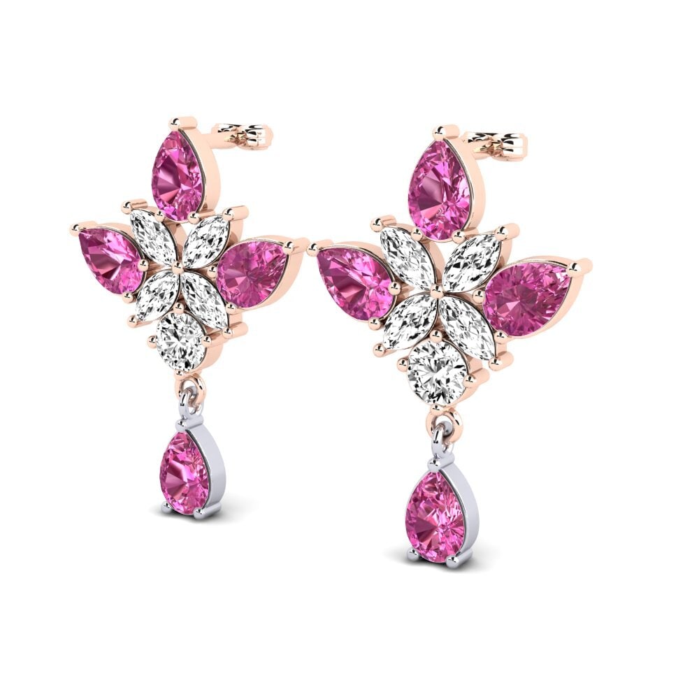 18k Oro Rosa & Blanco Topacio Rosa Pendiente de mujer Luther