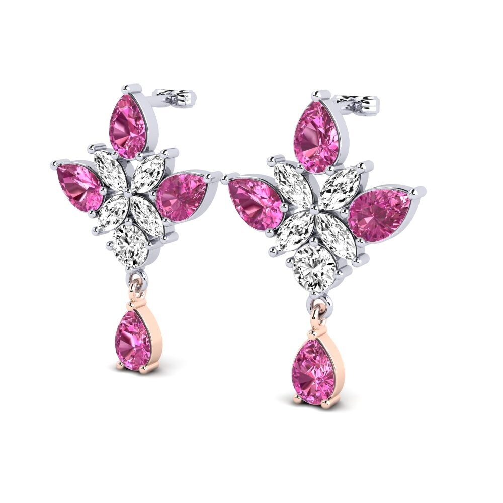 14k Oro Blanco & Rosa Topacio Rosa Pendiente de mujer Luther
