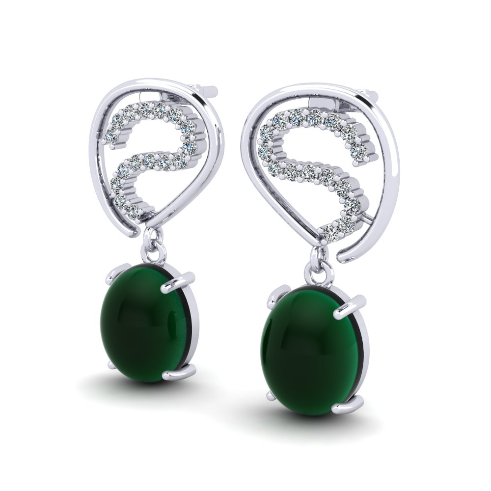 Đá Cabochon Ngọc Lục Bảo Bông tai nữ Luvenia
