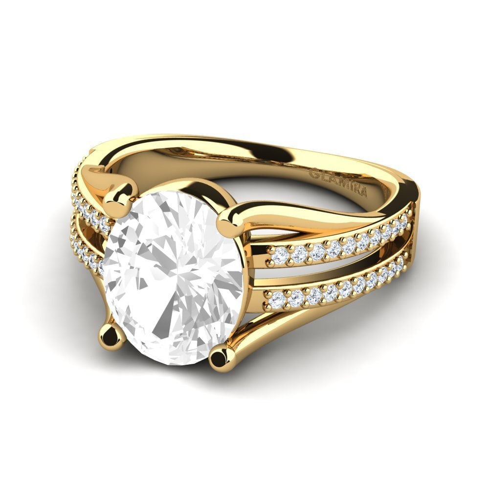 9k Oro Amarillo Topacio blanco Anillo de compromiso Luzinha