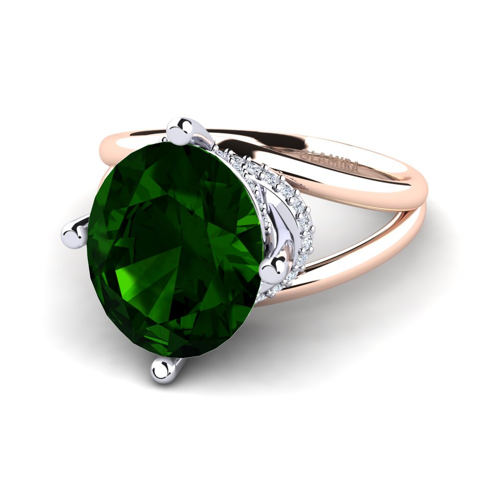 14ct Rose & White Gold Green Tourmaline Ring Luzirene