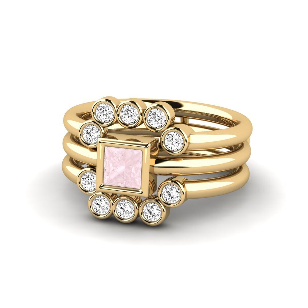 Rosenquarz Ring Lyst SET