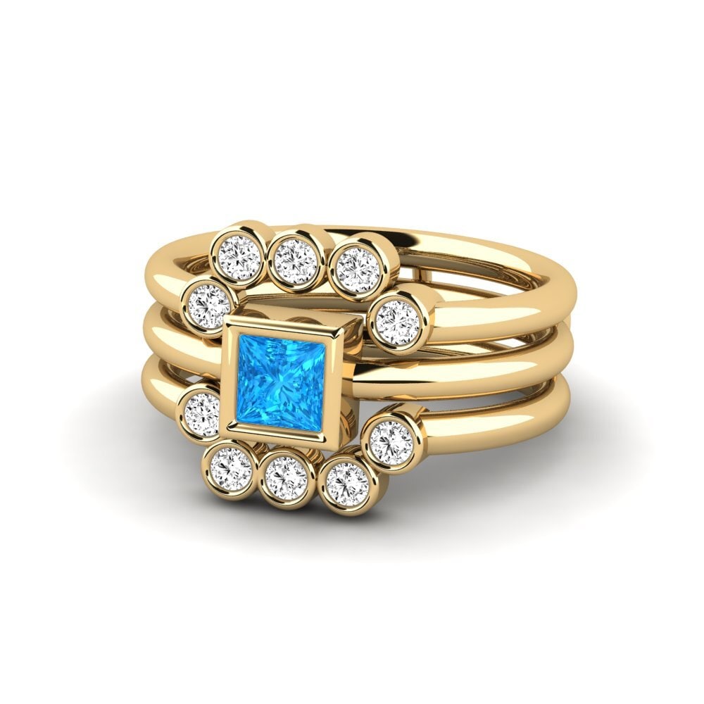 Princesa Topacio azul Anillo Lyst SET