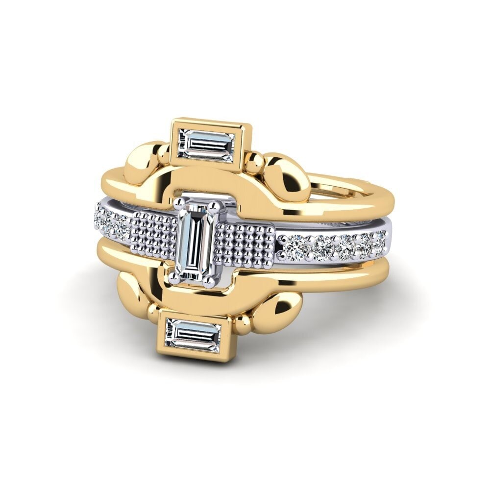 9k Oro Amarillo & Blanco Anillo Lysta SET