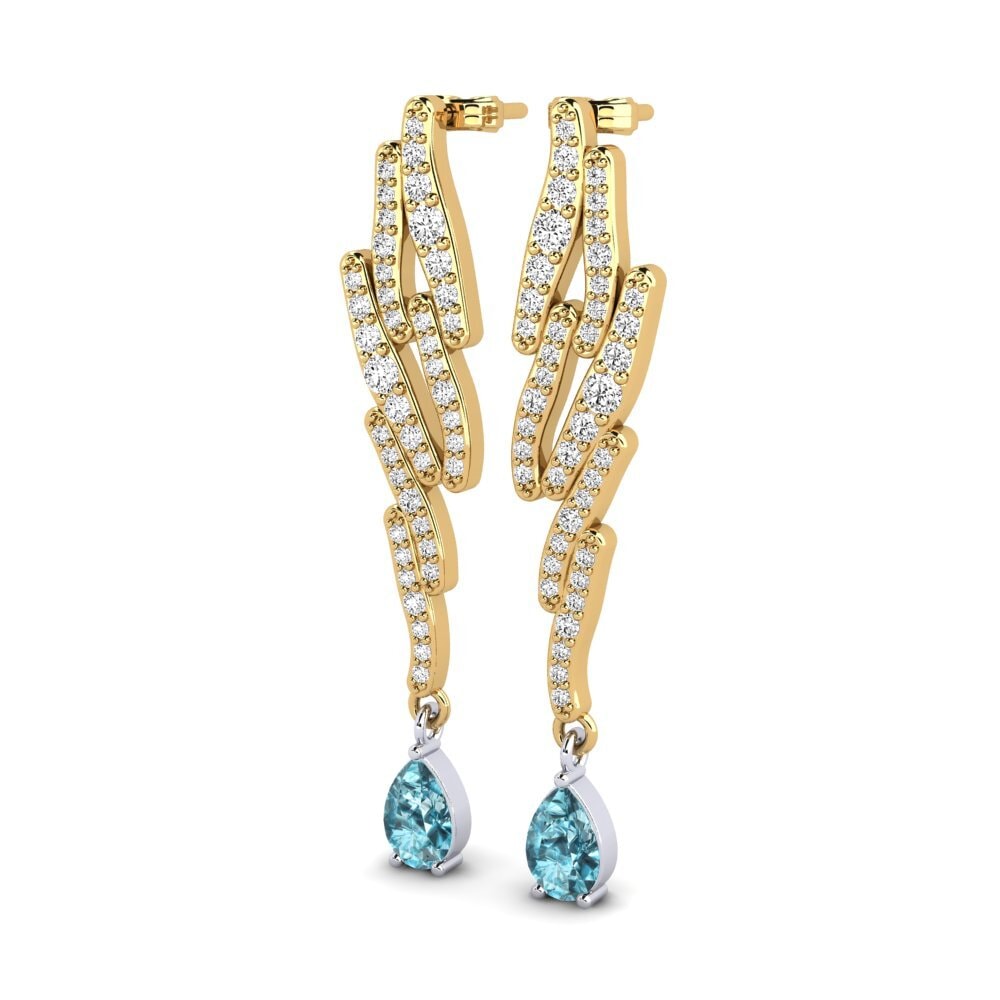 18ct Yellow & White Gold Blue Zircon Women's Earring Mabella