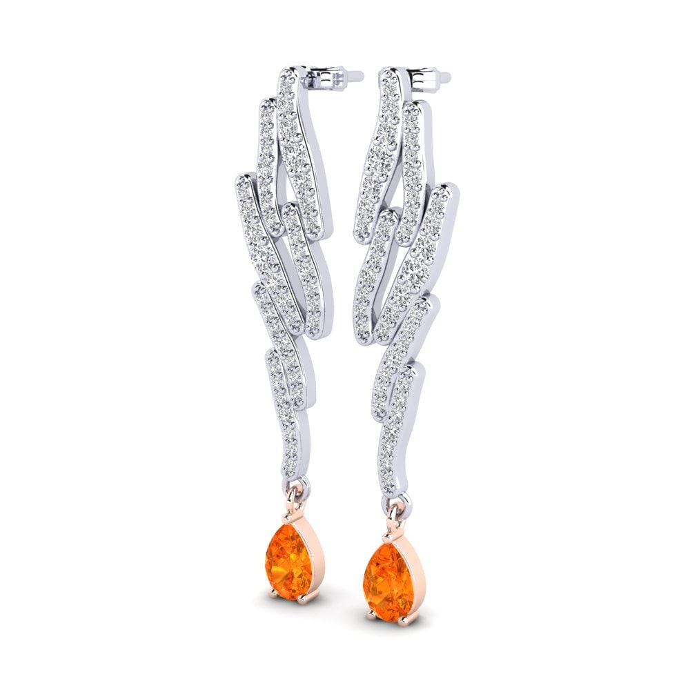9K White & Rose Gold Orange Sapphire Earring Mabella
