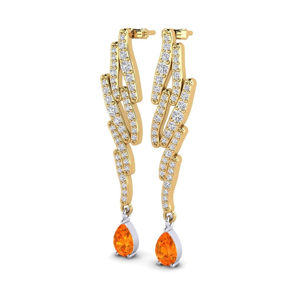 14K Yellow & White Gold Orange Sapphire Earring Mabella