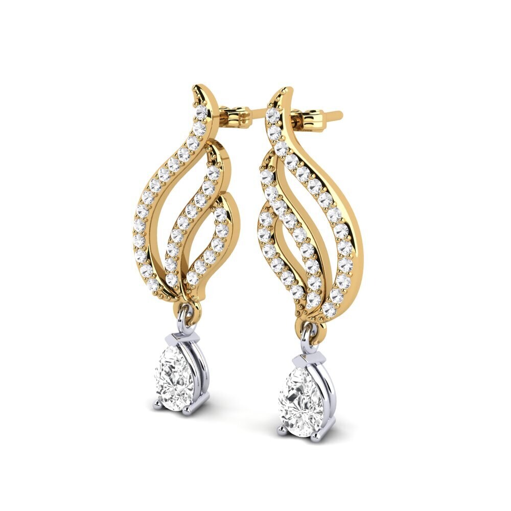 14ct Yellow & White Gold White sapphire Women's Earring Mabina