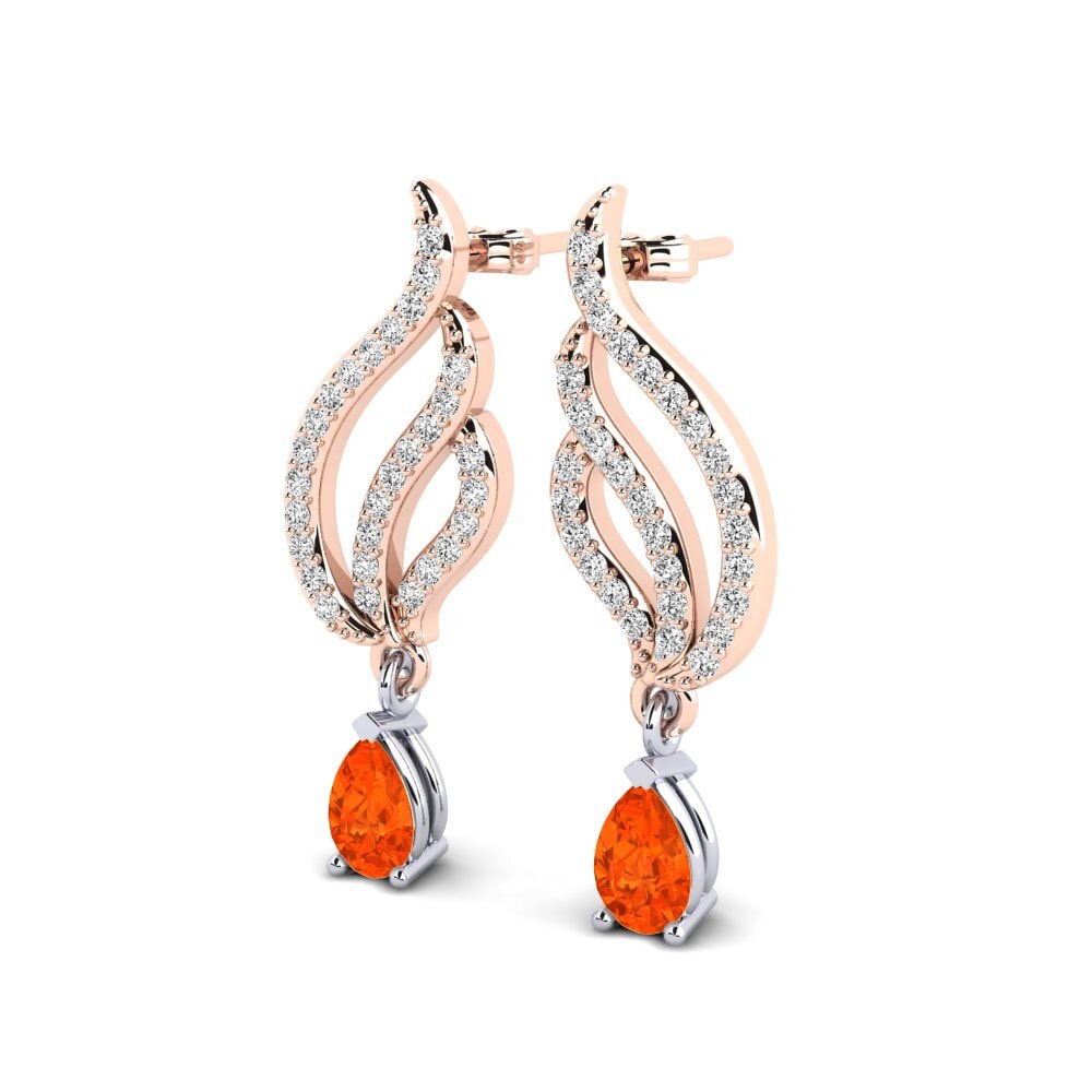 14ct Rose & White Gold Fire Opal Women's Earring Mabina