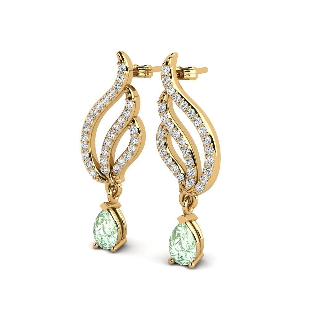 14ct Yellow Gold Green Amethyst Women's Earring Mabina