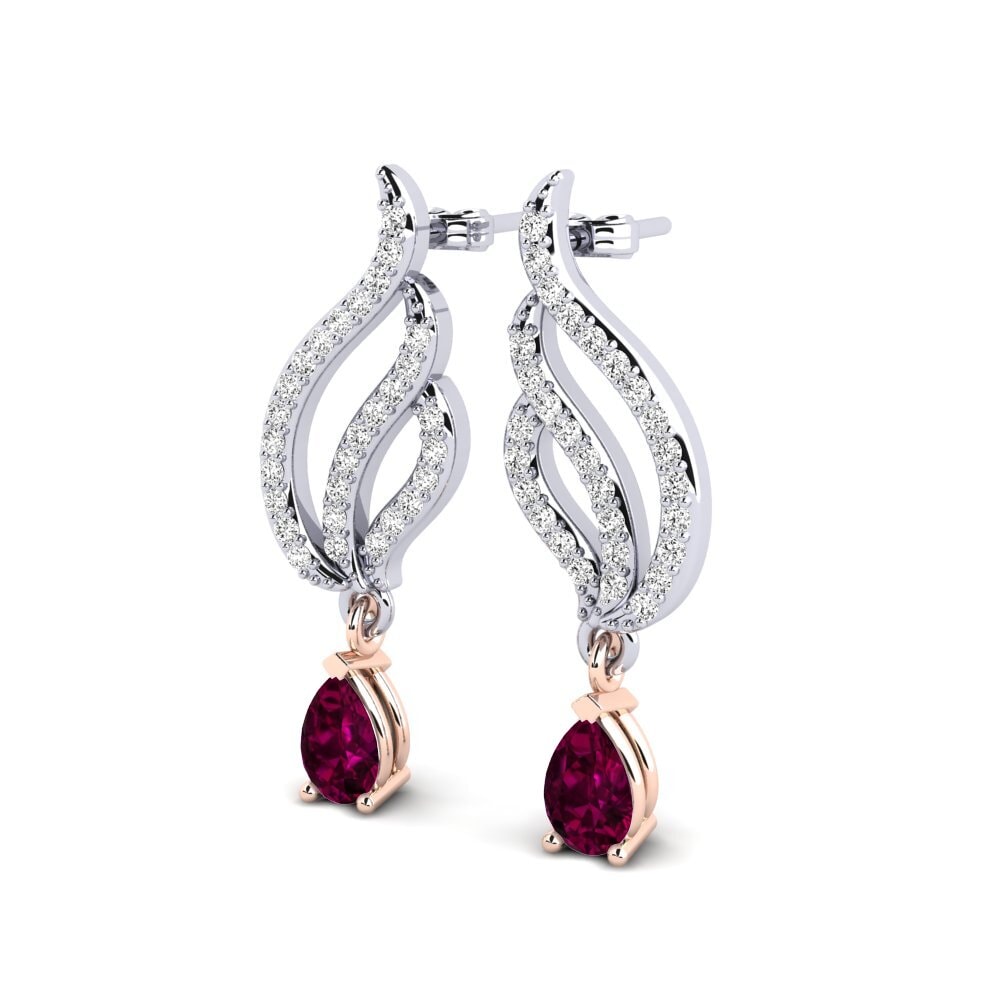 14ct White / Rose Gold Rhodolite Garnet Women's Earring Mabina