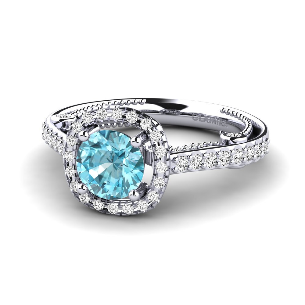 Circón Azul Anillo de compromiso Macarisa