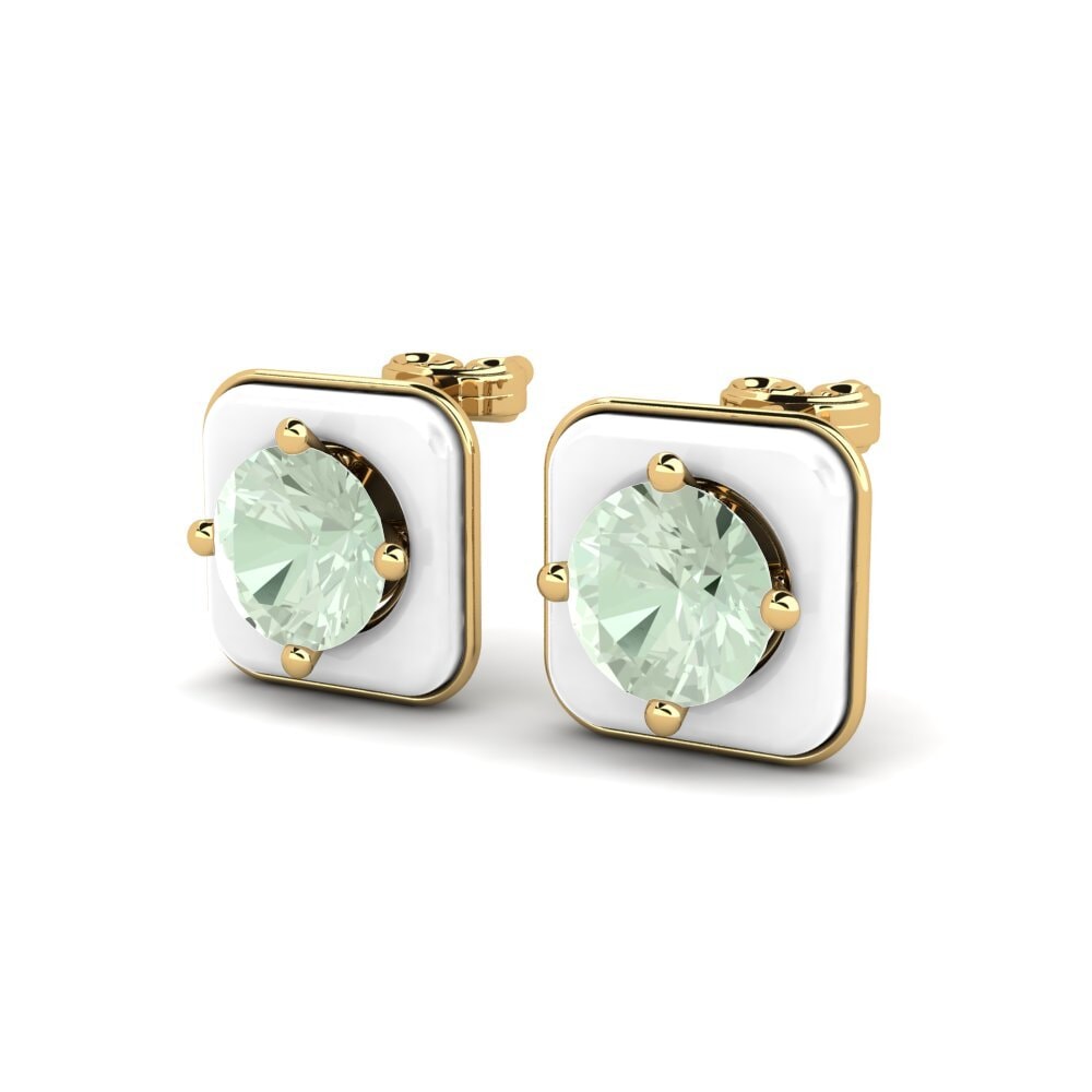 14ct Yellow Gold Green Amethyst Women's Earring Macfera