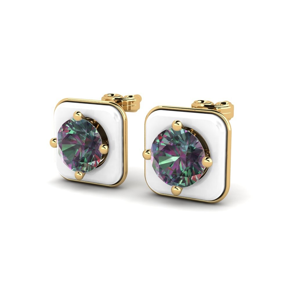 14ct Yellow Gold Mystic Topaz Women's Earring Macfera
