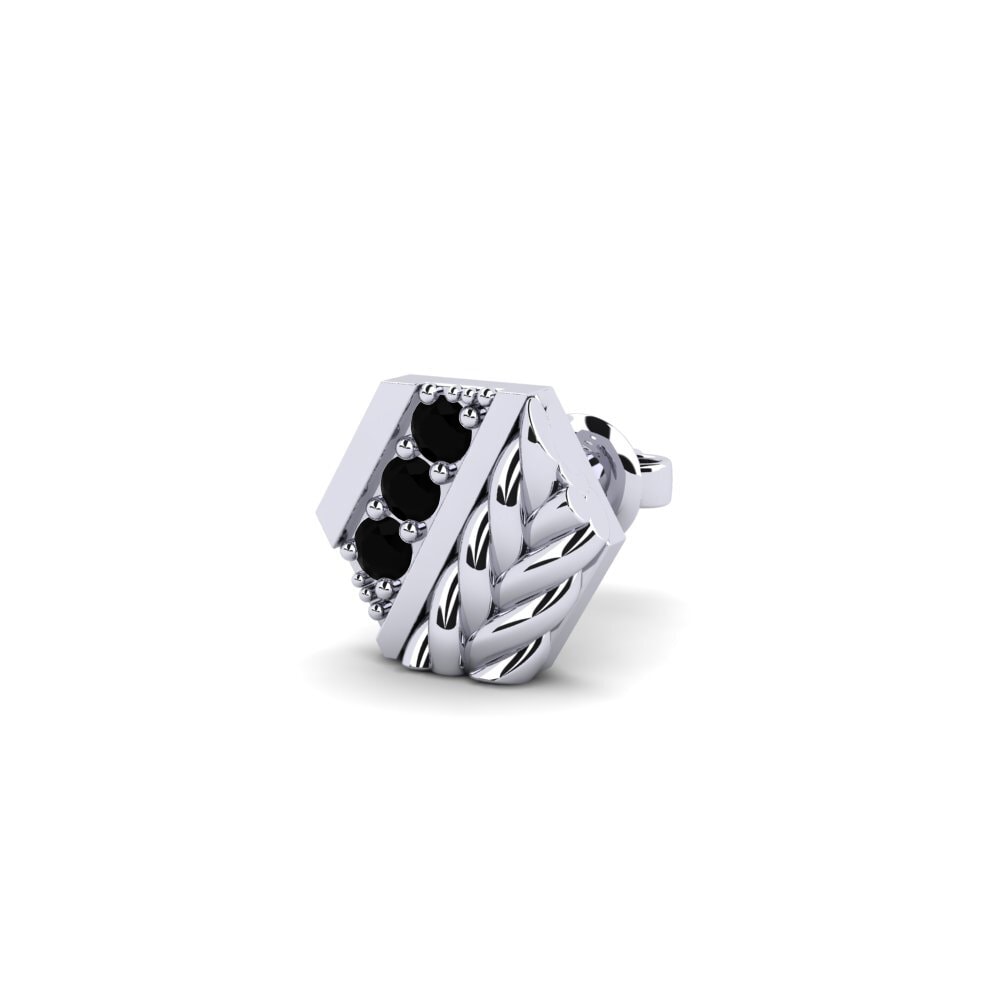 9ct White Gold Black Sapphire Men's Earring Macon