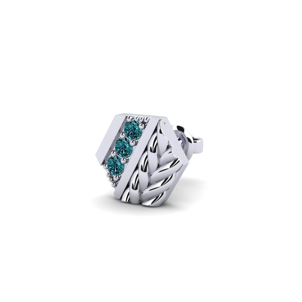 9ct White Gold Blue Diamond Men's Earring Macon