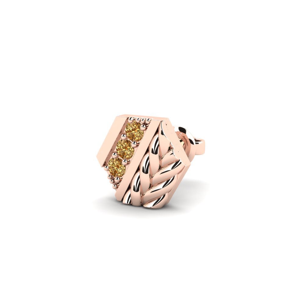14ct Rose Gold Brown Diamond Men's Earring Macon
