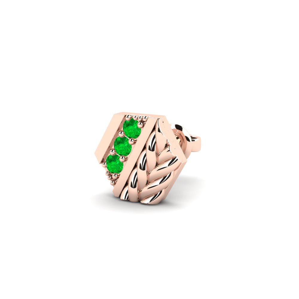14ct Rose Gold Emerald Men's Earring Macon