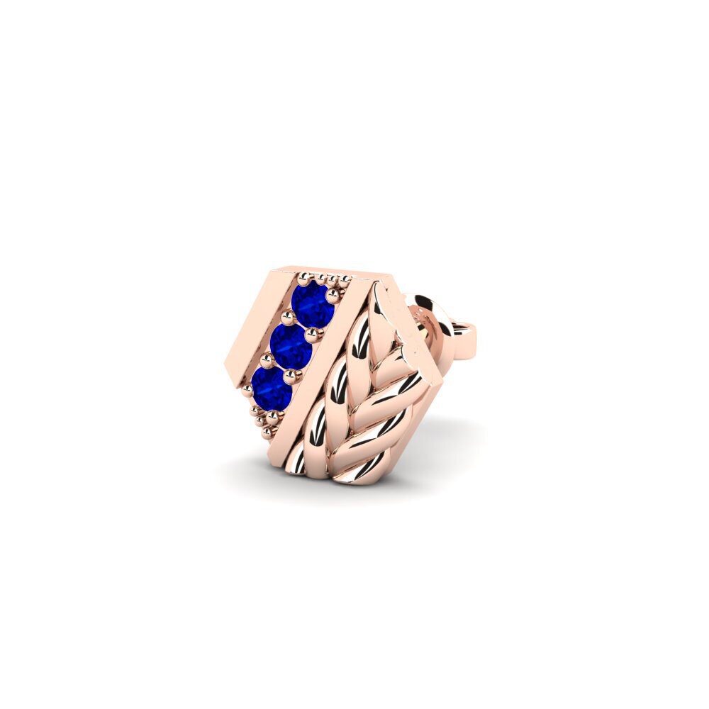 14ct Rose Gold Sapphire Men's Earring Macon