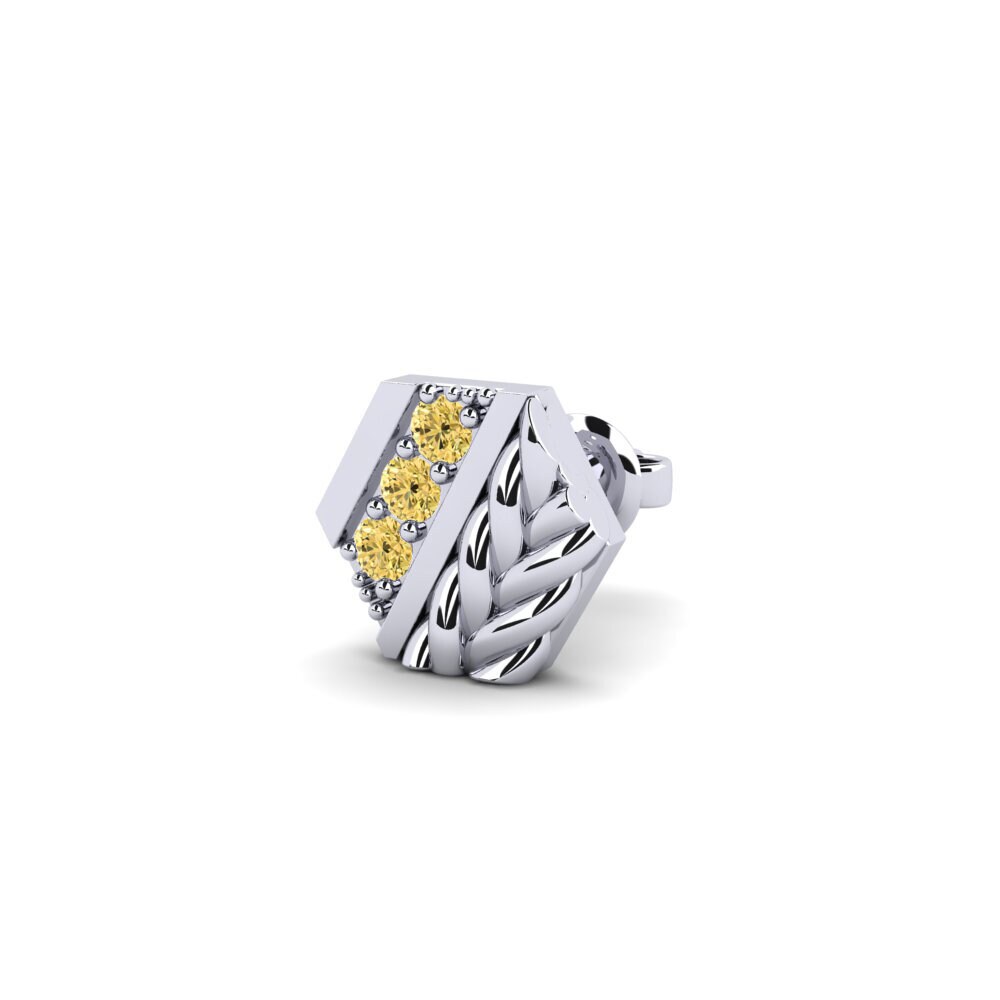 950 Palladium Žlutý diamant Pánské náušnice Macon