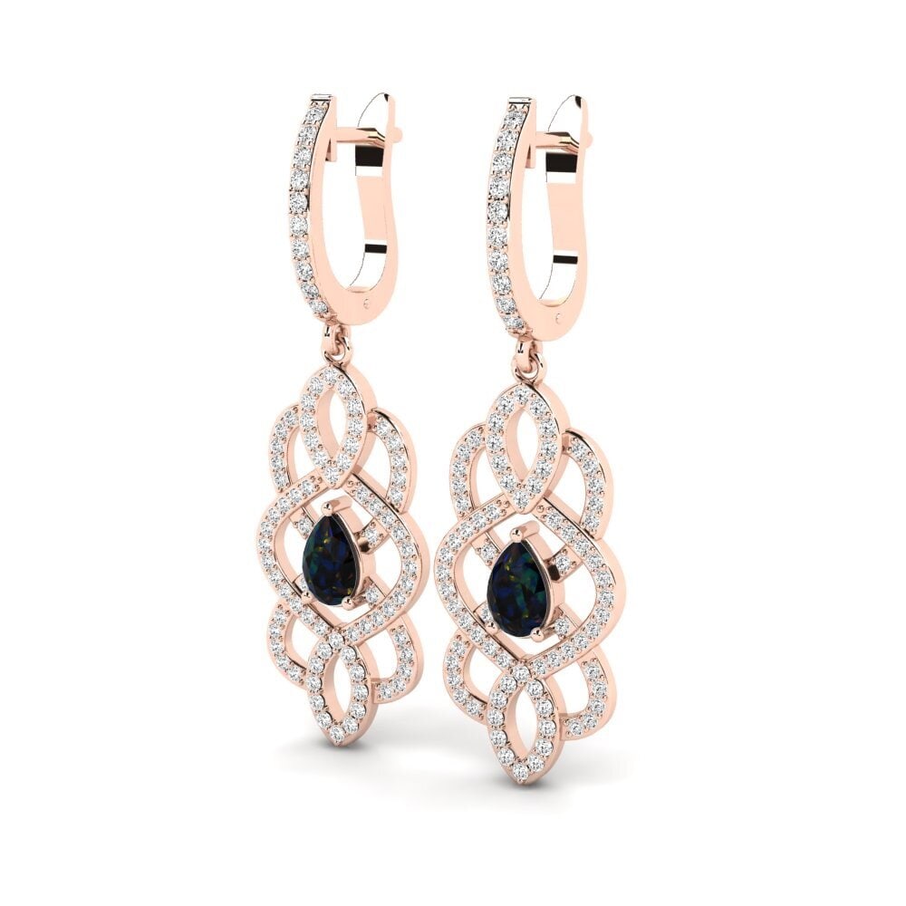 18ct Rose Gold Black Opal Women's Earring Maddox