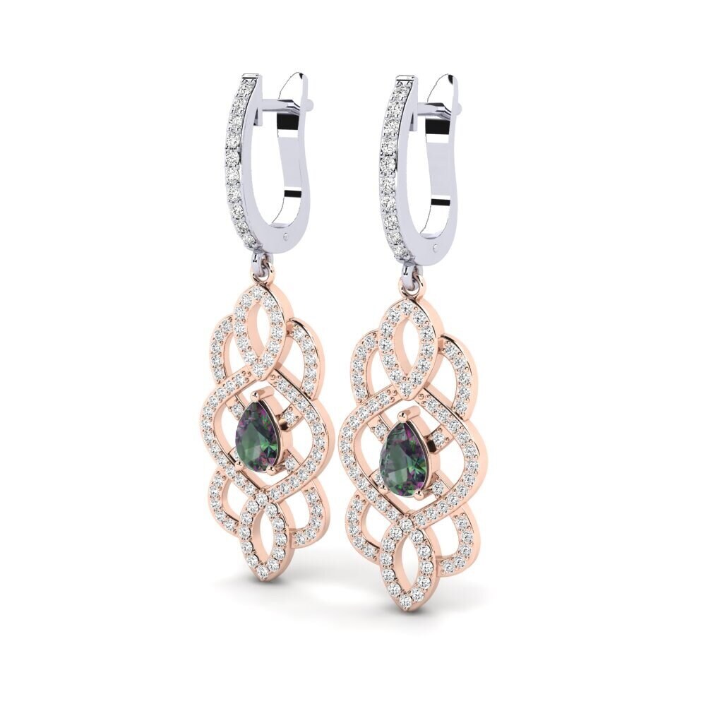 14k Oro Rosa & Blanco Topacio Místico Pendiente de mujer Maddox