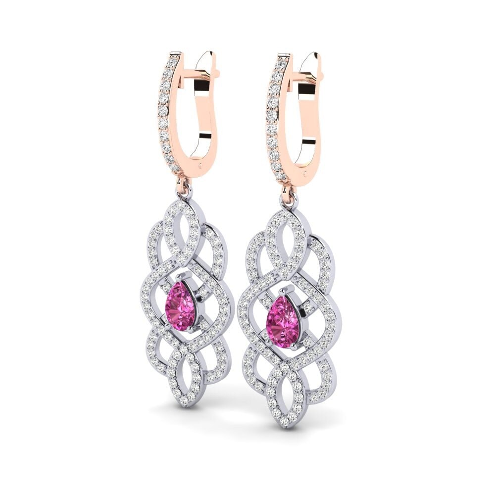 14k Oro Blanco & Rosa Topacio Rosa Pendiente de mujer Maddox