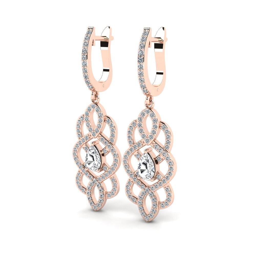 14k Oro Rosa Circón Blanco Pendiente de mujer Maddox