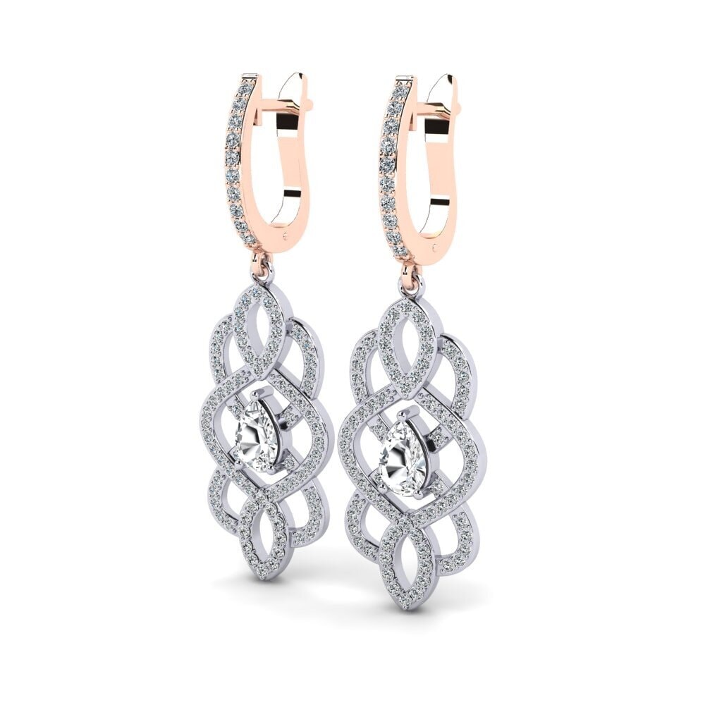 14ct White & Rose Gold White Zircon Women's Earring Maddox