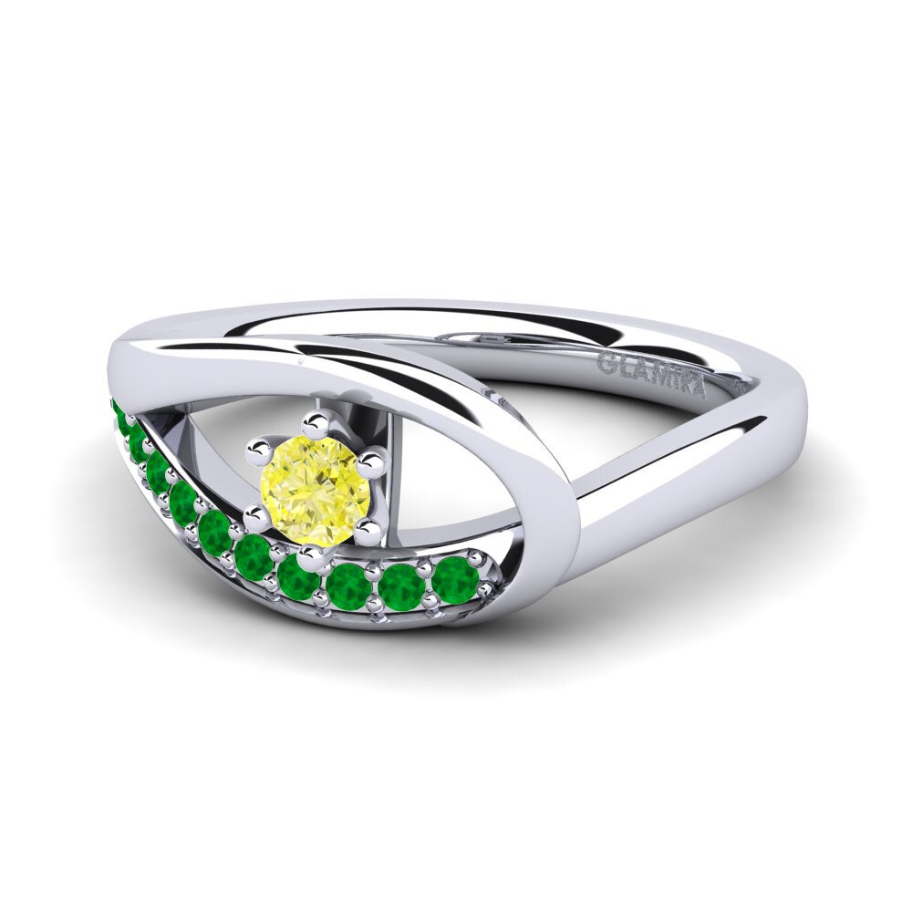 9ct White Gold Yellow Diamond Engagement Ring Madely 0.1 crt