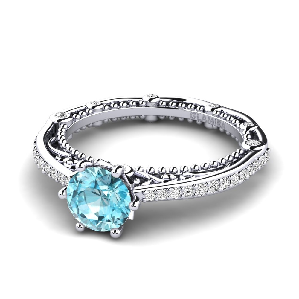 Circón Azul Anillo de compromiso Madera