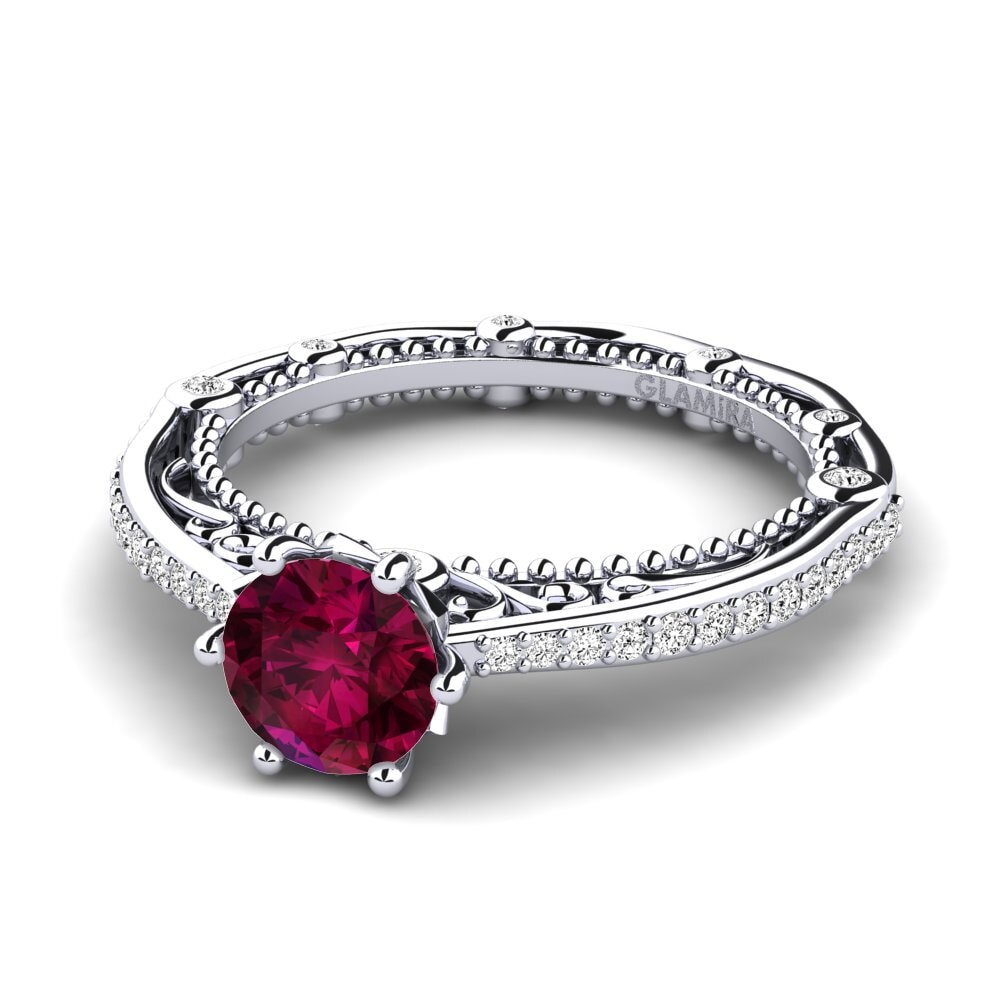 Granate Rhodolite Anillo de compromiso Madera