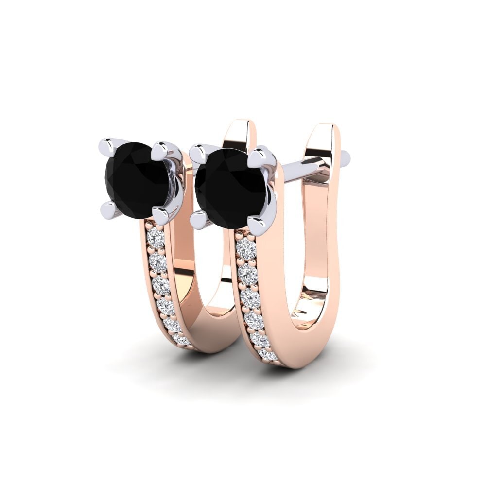 14k Oro Rosa & Blanco Zafiro negro Pendiente de mujer Magali